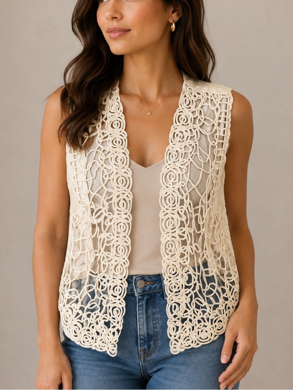 VNTG Ravel White Ramie Textile Vest